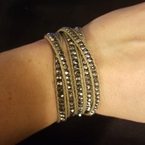 Grey bead wrap bracelet